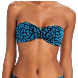 Solid & Striped Tati Strapless Bikini Top in Blue Leopard Print